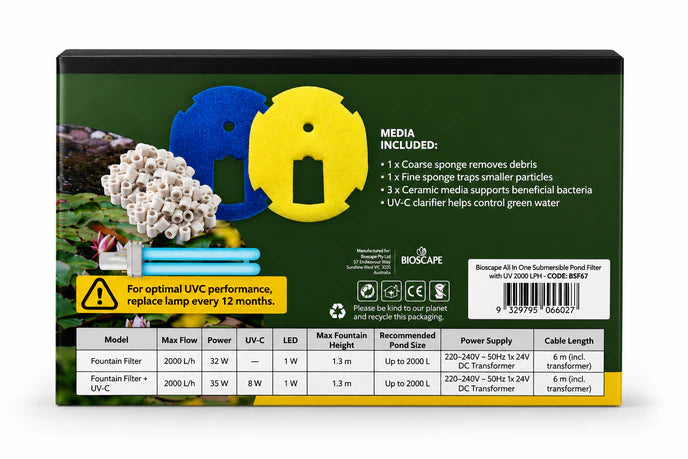 Bioscape - All In One Submersible Pond Filter 2000lph