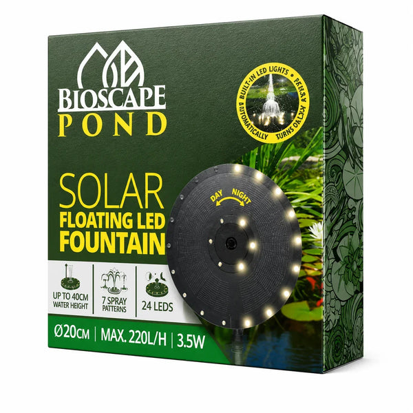 Bioscape Floating Solar Fountain With Lights 20cm
