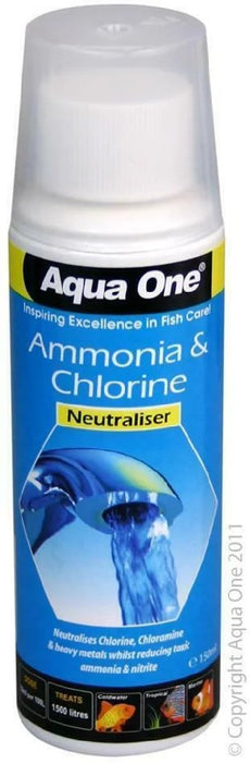 Aqua One Ammonia Remover Chlorine Neutraliser 150ml Treatment (92107) - IWAquariums