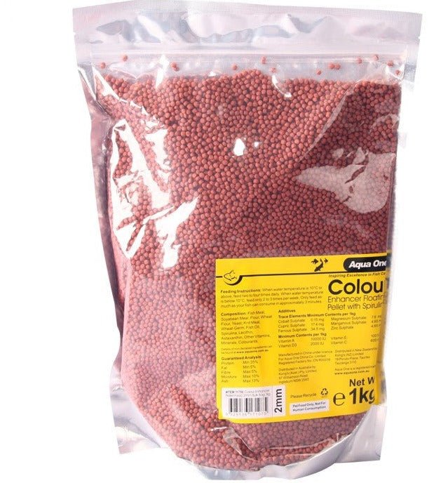 Aqua One Colour Enhancer Pellet Food 2mm 1kg (11750) - IWAquariums