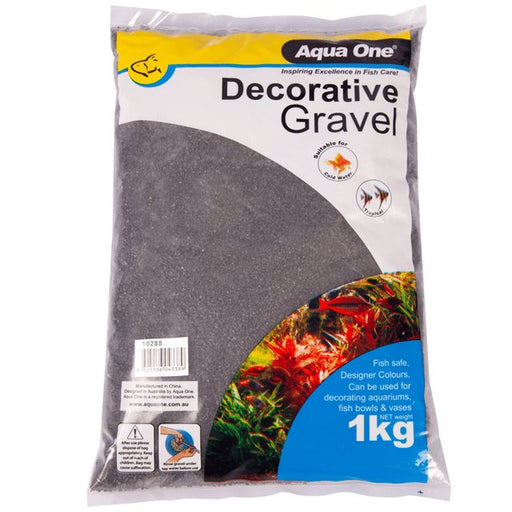 Aqua One Decorative Gravel 1kg Black Silica 1mm (10287) - IWAquariums