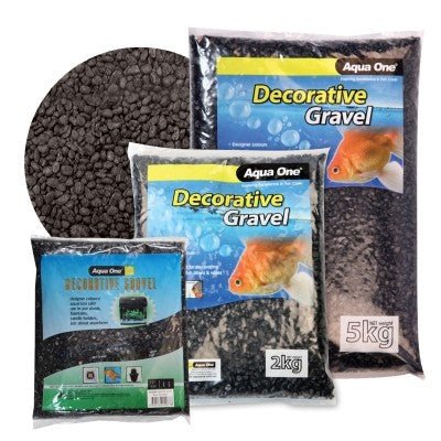 Aqua One Decorative Gravel 2kg Black (10283BK) - IWAquariums