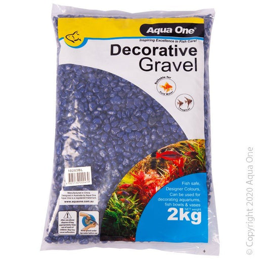 Aqua One Decorative Gravel 2kg Deep Blue 7mm (10283BL)-IWAquariums