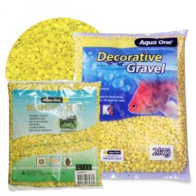 Aqua One Decorative Gravel 2kg Fluro Yellow (10283FY) - IWAquariums