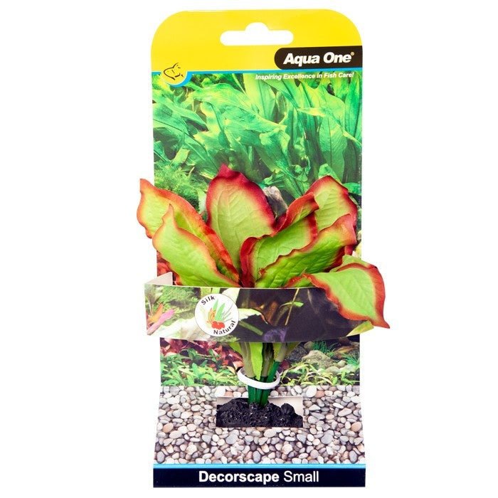 Aqua One Silk Plant Amazon Red Green Small 13cm (24101) - IWAquariums