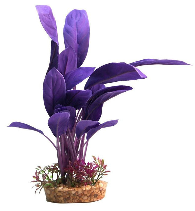 Aqua One Silk Plant Purple Echinodorus With Gravel Base Large (29078) - IWAquariums