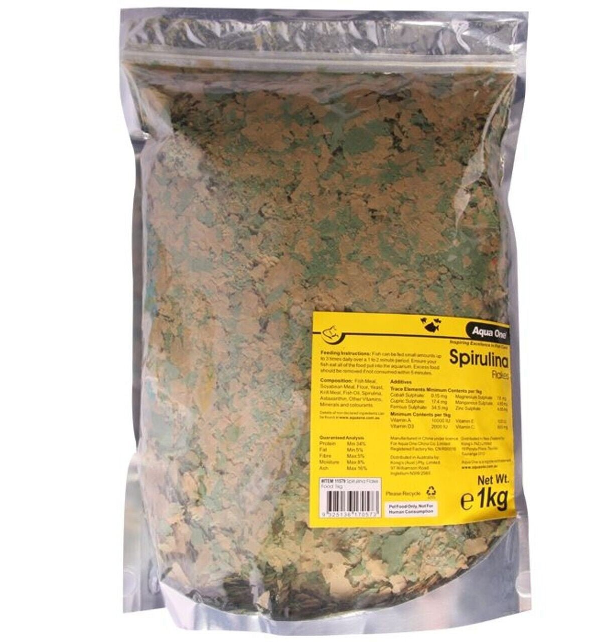 Aqua One Spirulina Flake Food 1kg (11579) IWAquariums