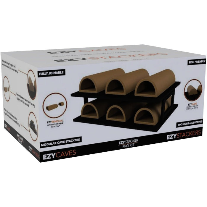 EzyAqua EzyCave Ezy Stacker Pro Kit - D Shape - Light Brown - IWAquariums